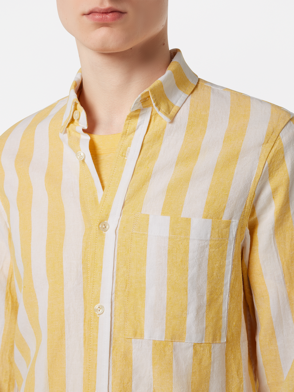 Regular-Fit Yarn-Dyed Linen Blend Stripe Shirt