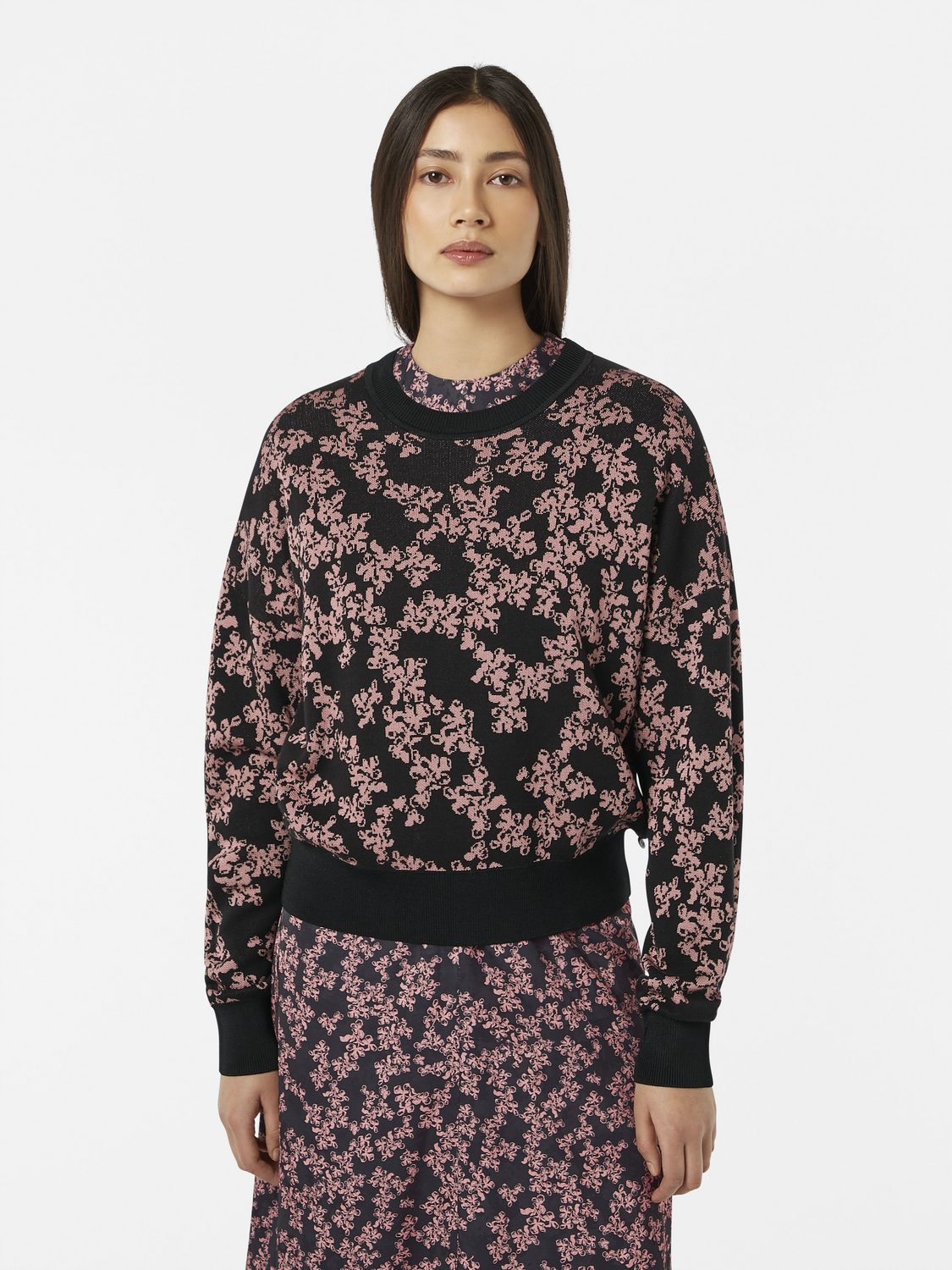 Floral Jacquard Relaxed Pullover