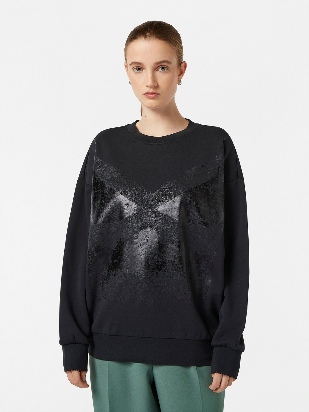 Foil Print Oversized Sweatshirt