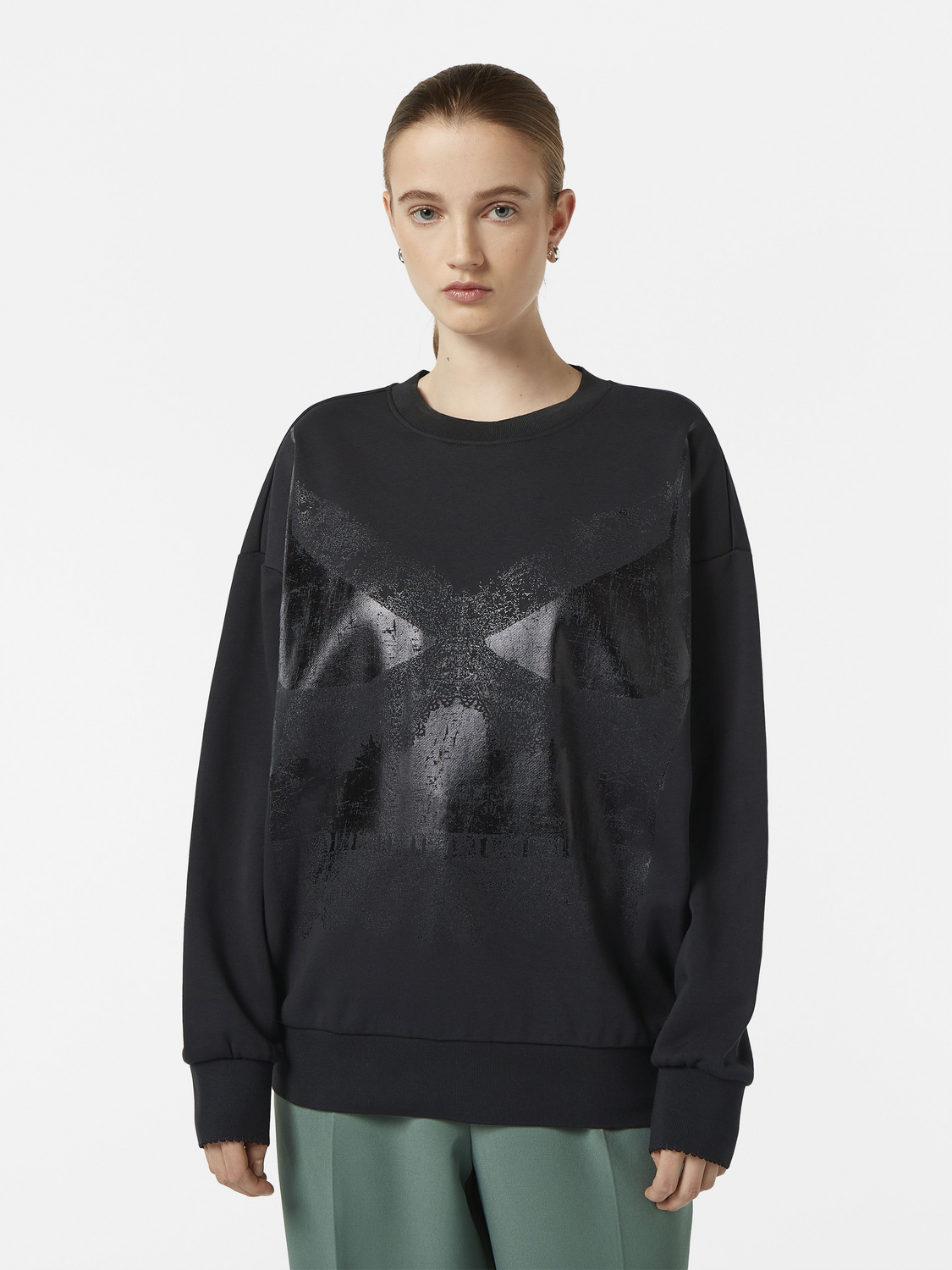 Foil Print Oversized Sweatshirt