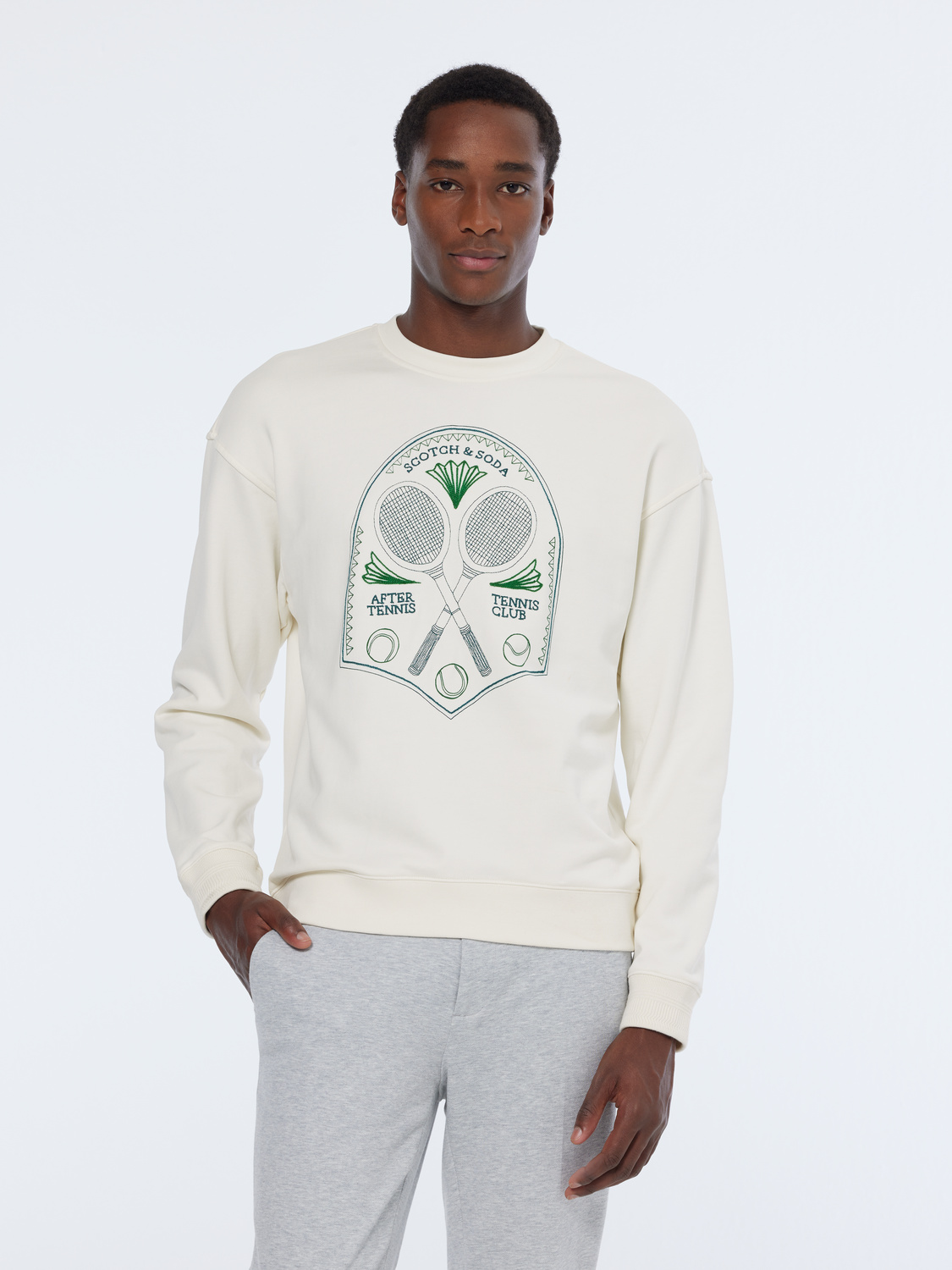 Embroidered Tennis Artwork Relaxed Fit Sweatshirt