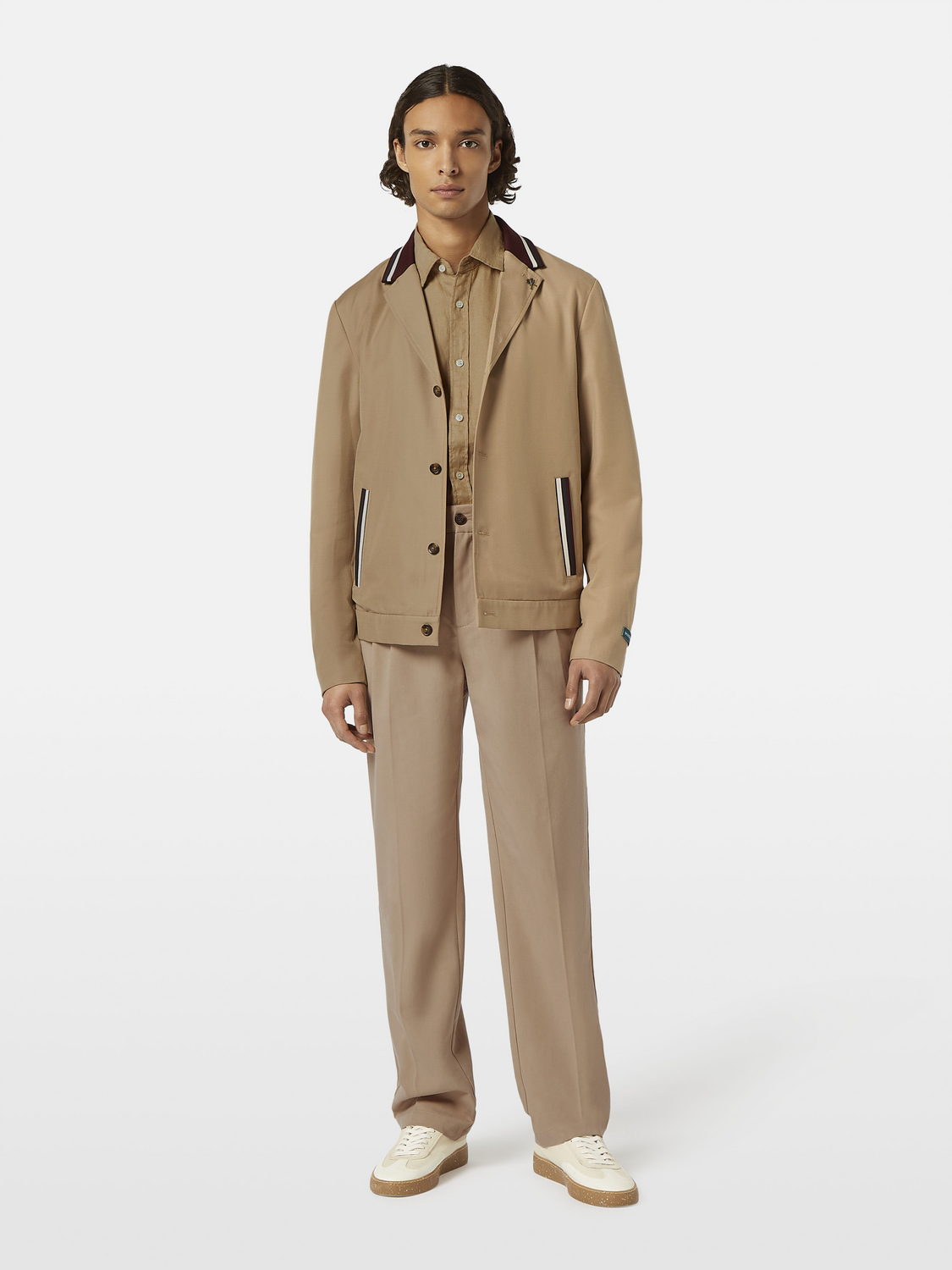 Contrast-Trimmed Tailored Shirt Jacket