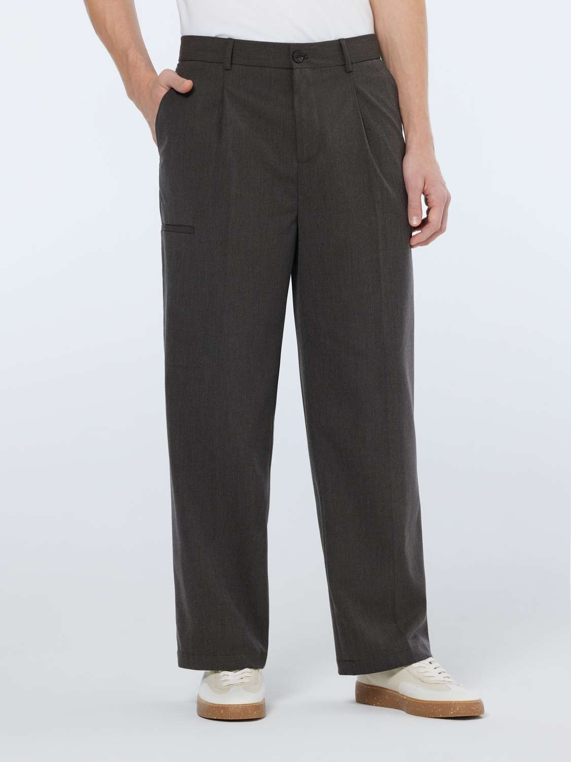 Pocket Detail Wide Fit Melange Chino