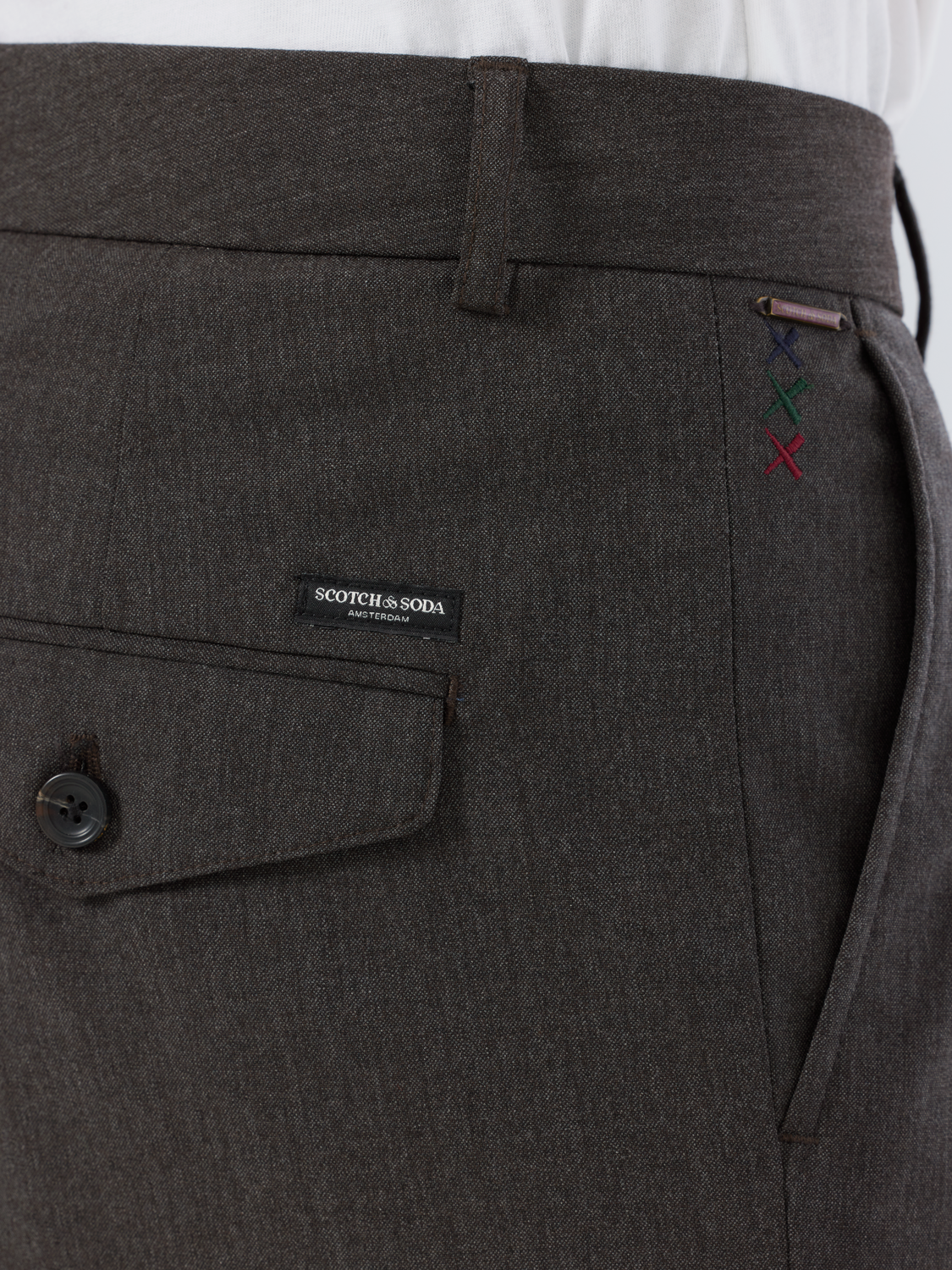 Pocket Detail Wide Fit Melange Chino