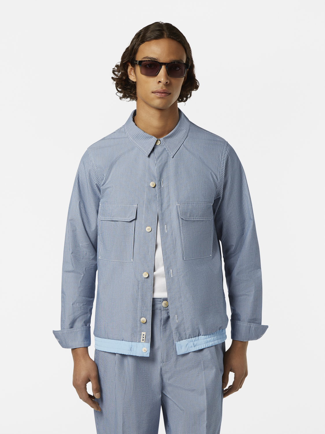 Nylon Trim Seersucker Overshirt