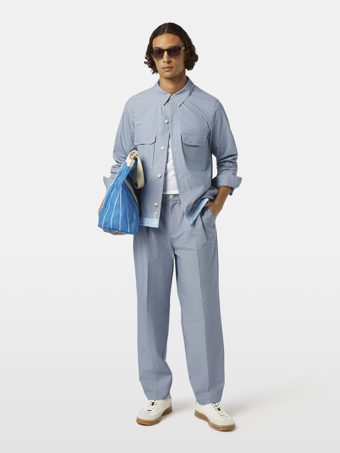 Nylon Trim Seersucker Overshirt