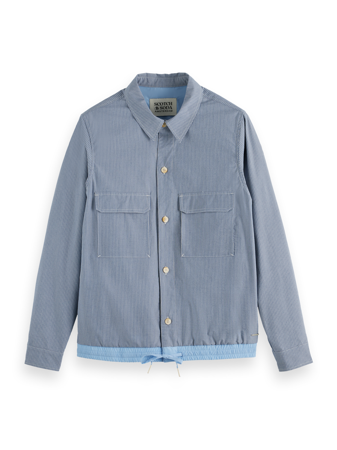 Nylon Trim Seersucker Overshirt