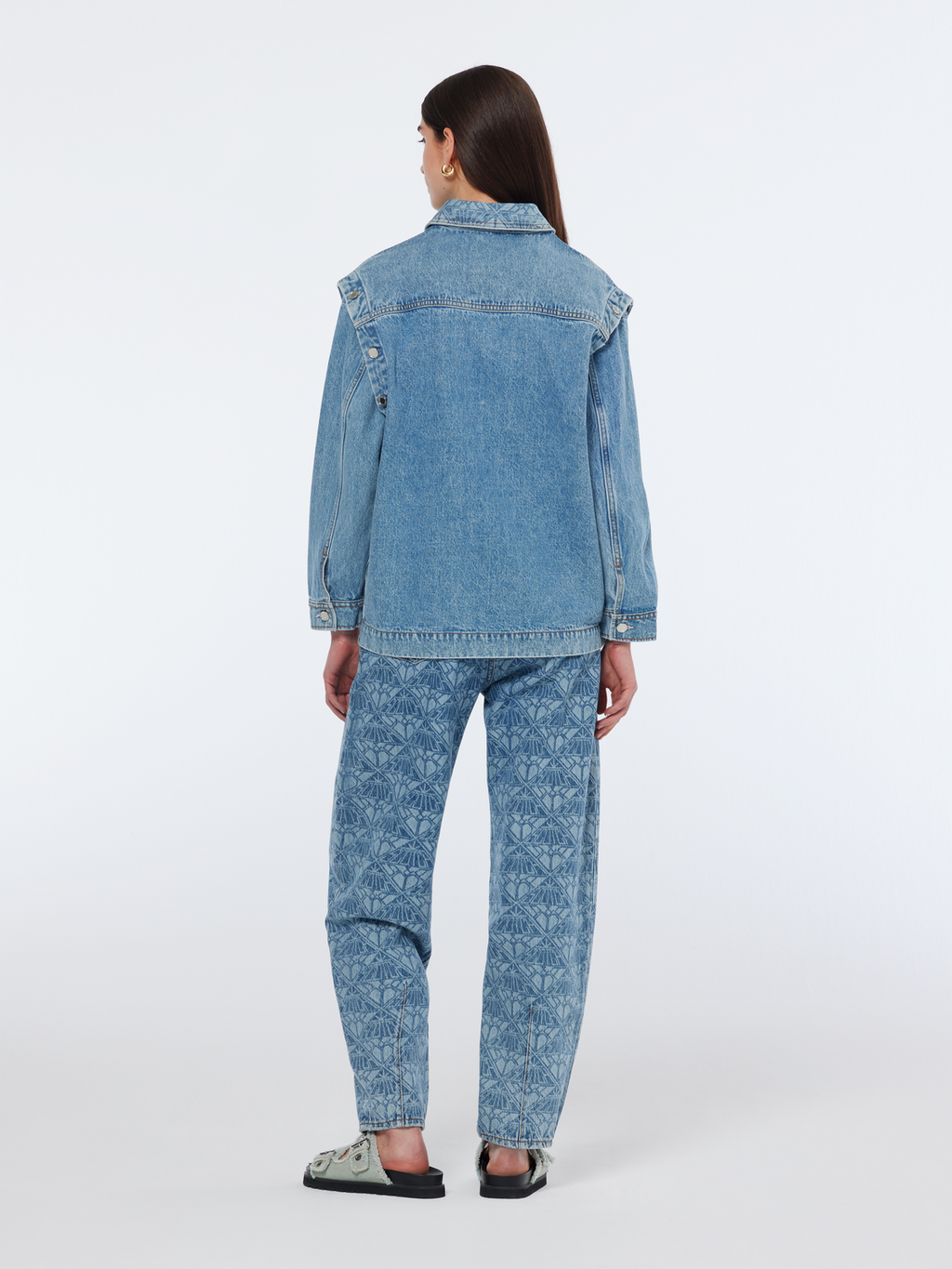Washed Denim Jacket With Detachable Sleeves