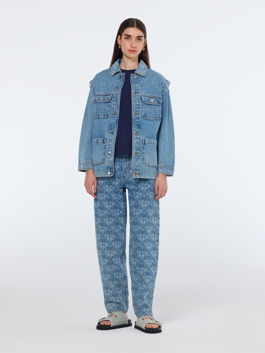 Washed Denim Jacket With Detachable Sleeves