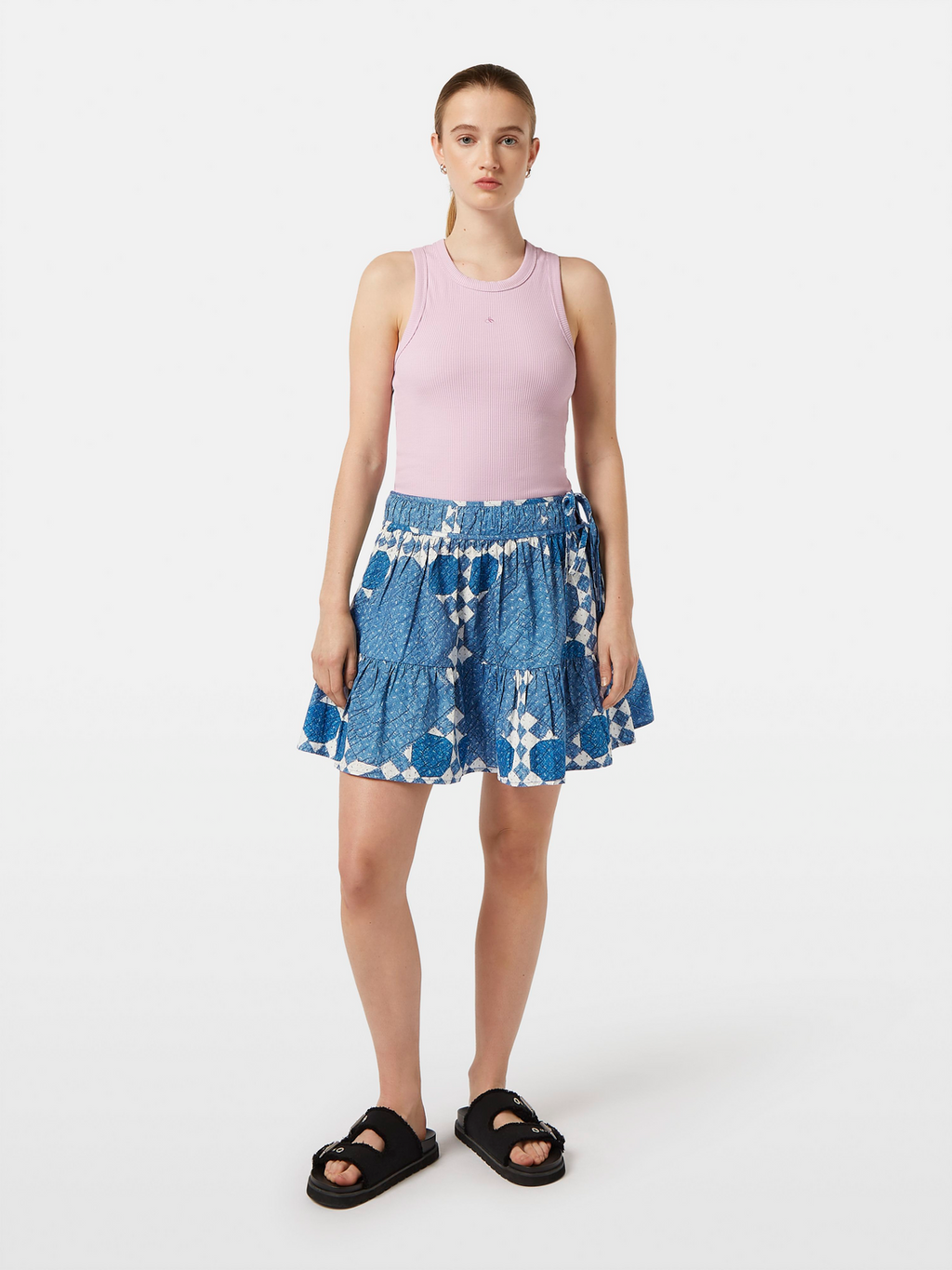 Quilted Gathered Mini Skirt