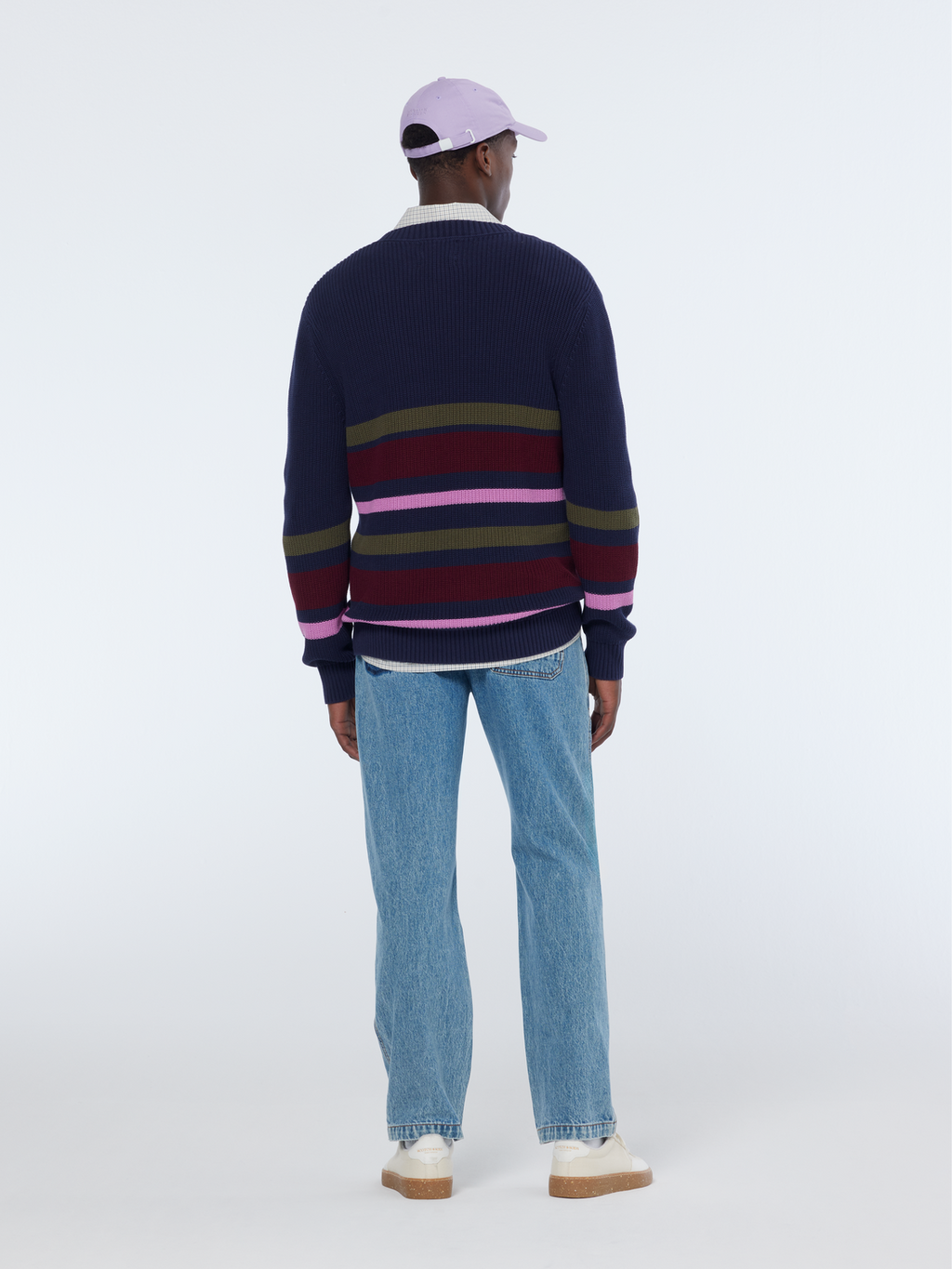 Regular Fit Stripe V-Neck Pullover