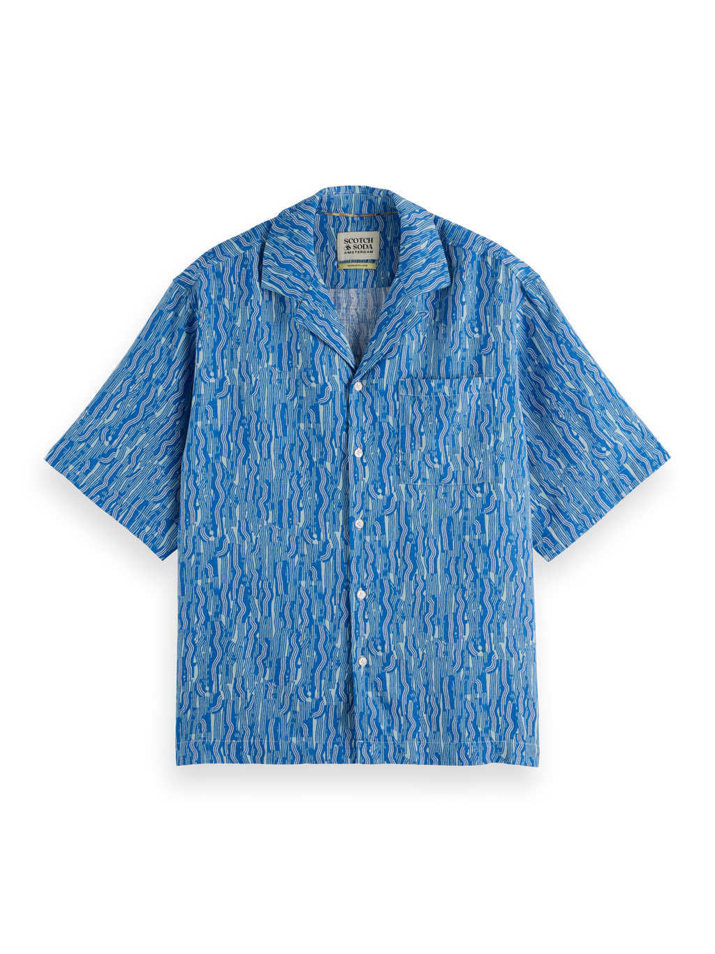 Printed Relaxed-Fit Linen-Blend Short Sleeve Shirt
