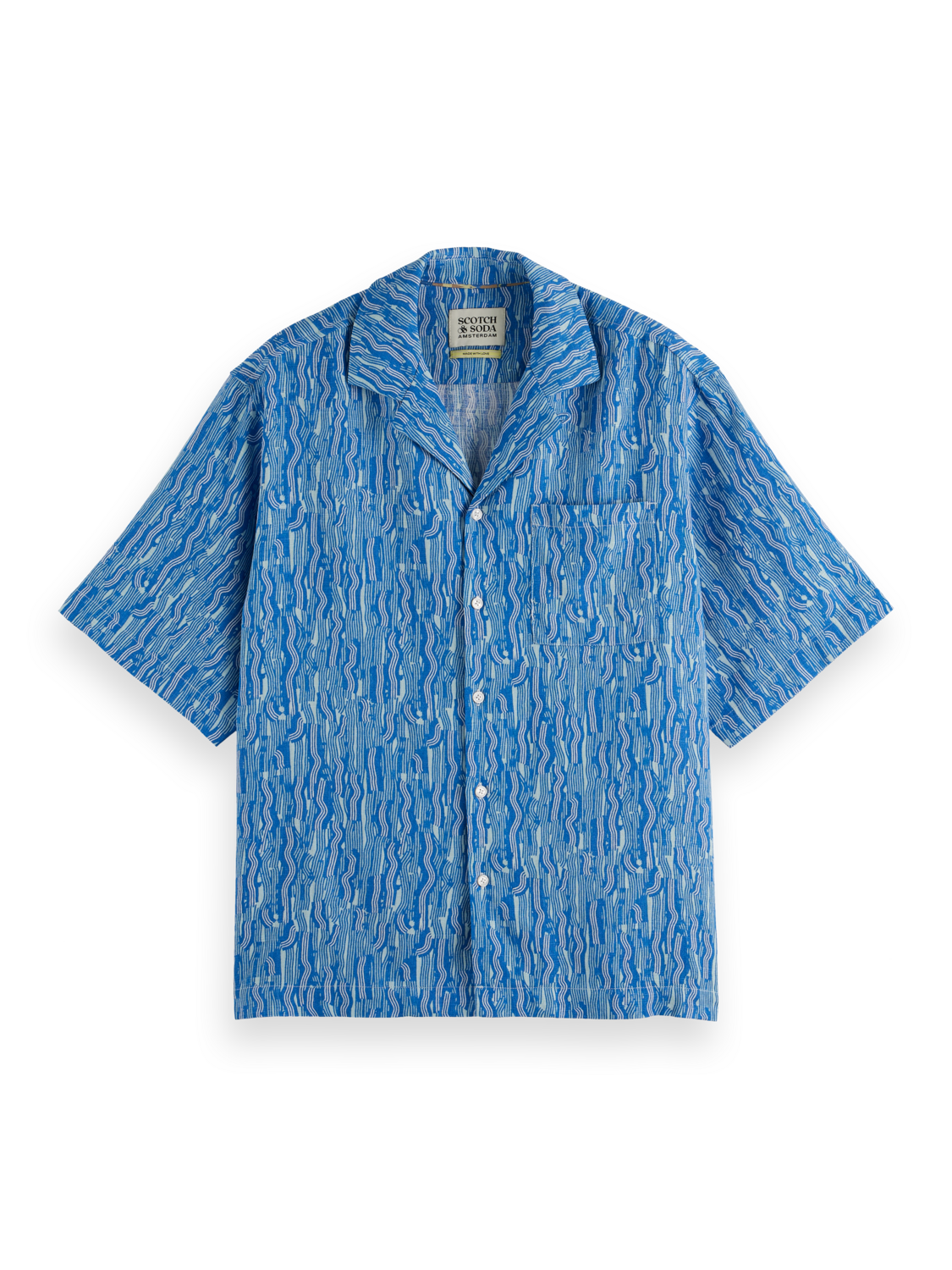 Printed Relaxed-Fit Linen-Blend Short Sleeve Shirt