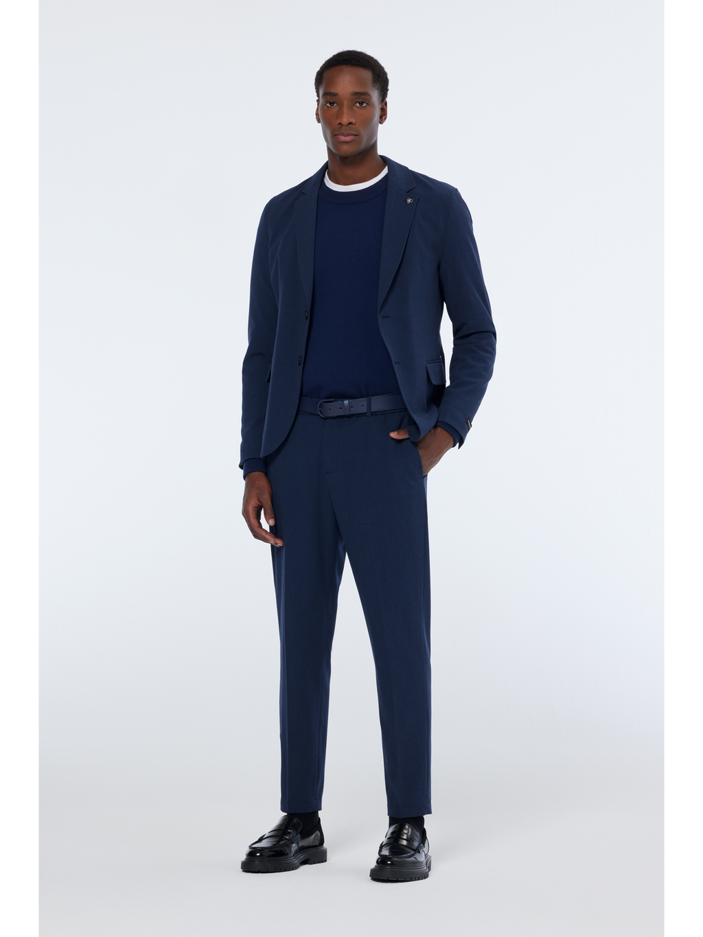 Merino Double Face Drop Shoulder Crewneck