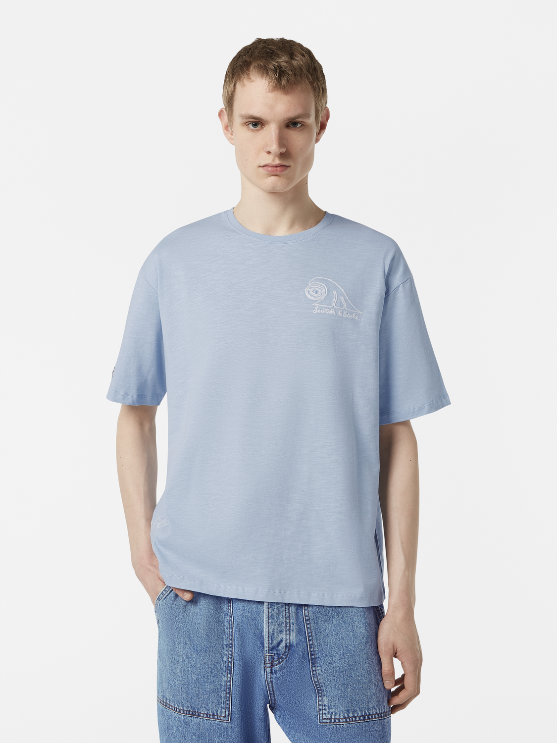 Loose-Fit Slub Embroidery T-Shirt