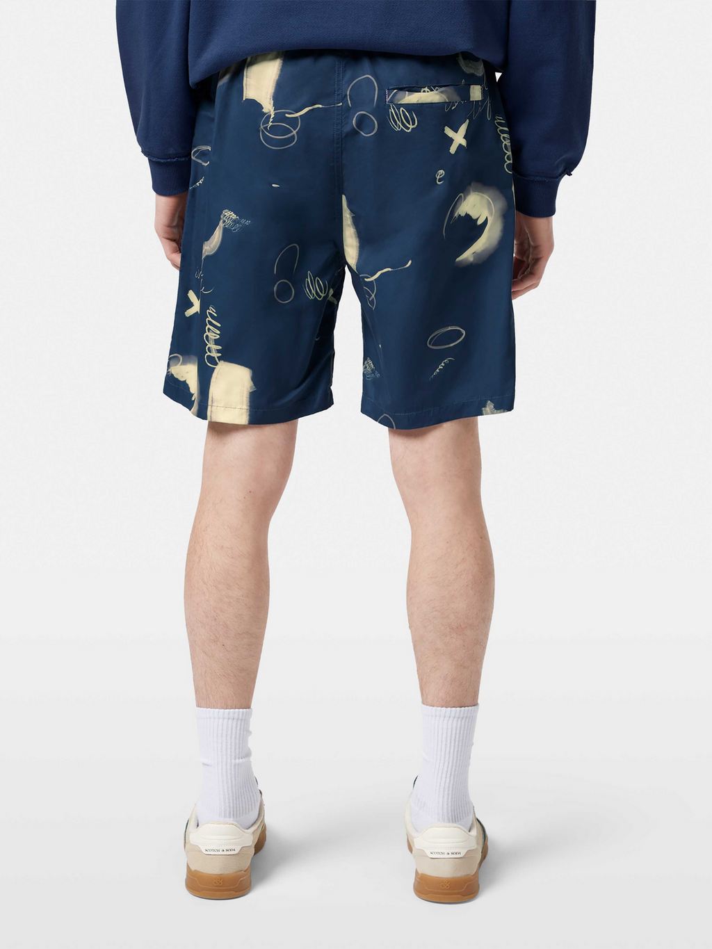 Abstract Printed Long-Length Swimshort