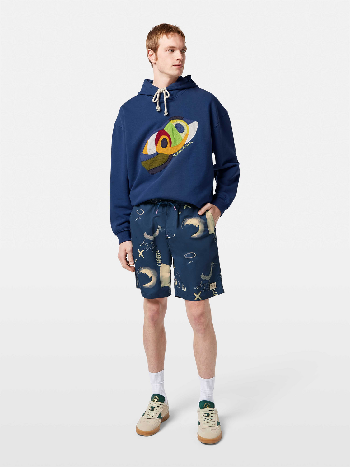 Abstract Printed Long-Length Swimshort