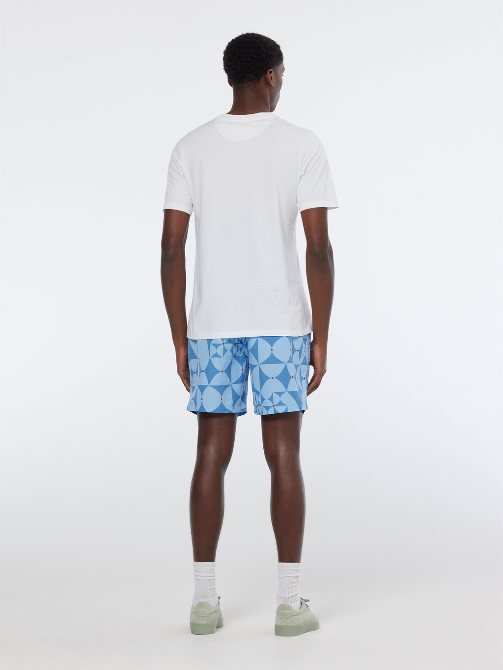 Diamond Printed Mid-Length Swim Shorts
