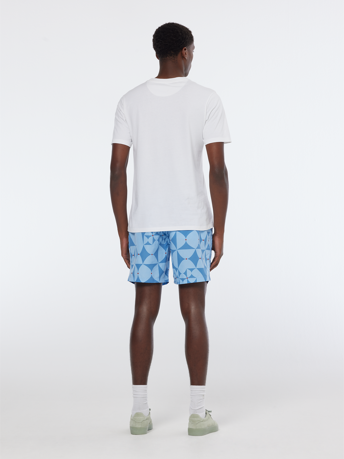 Diamond Printed Mid-Length Swim Shorts