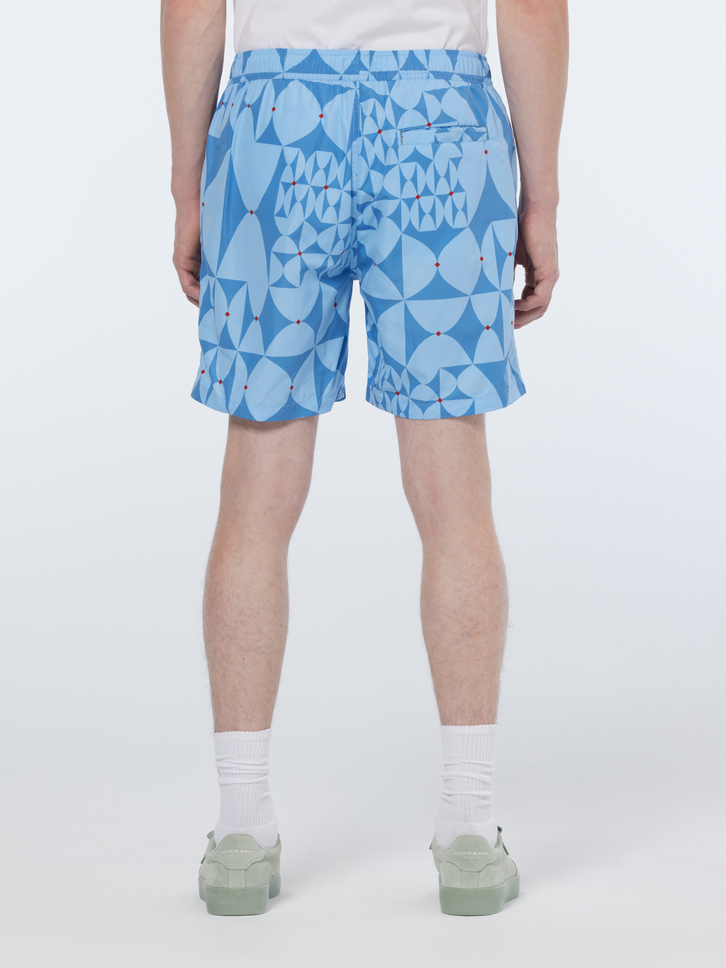 Diamond Printed Mid-Length Swim Shorts