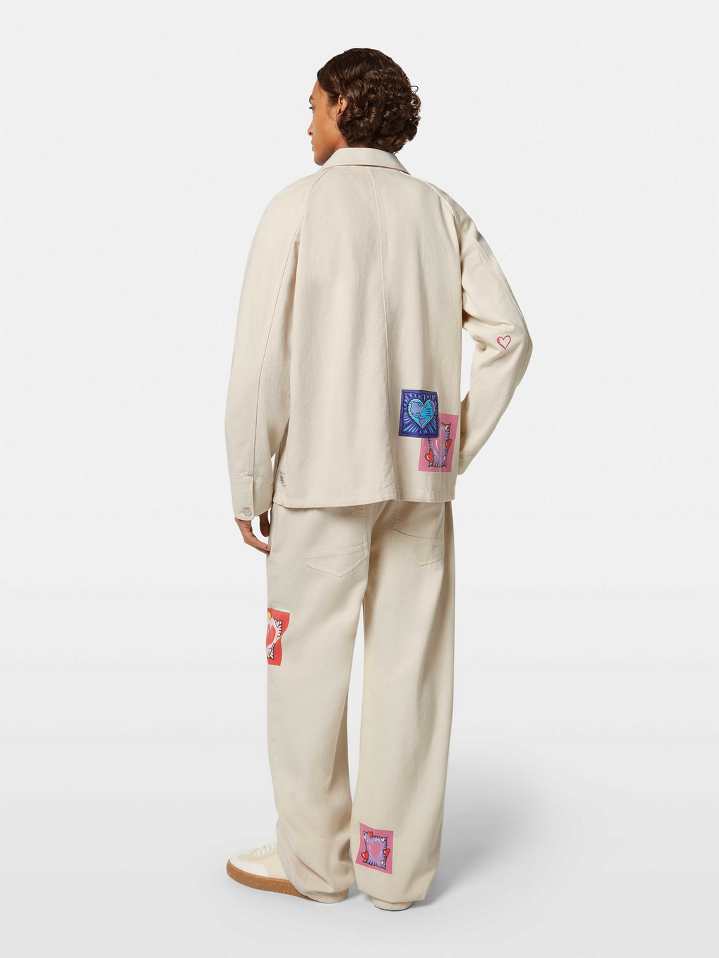 Scotch & Soda x Burton Morris Heart Printed Denim Jacket | Ecru Love