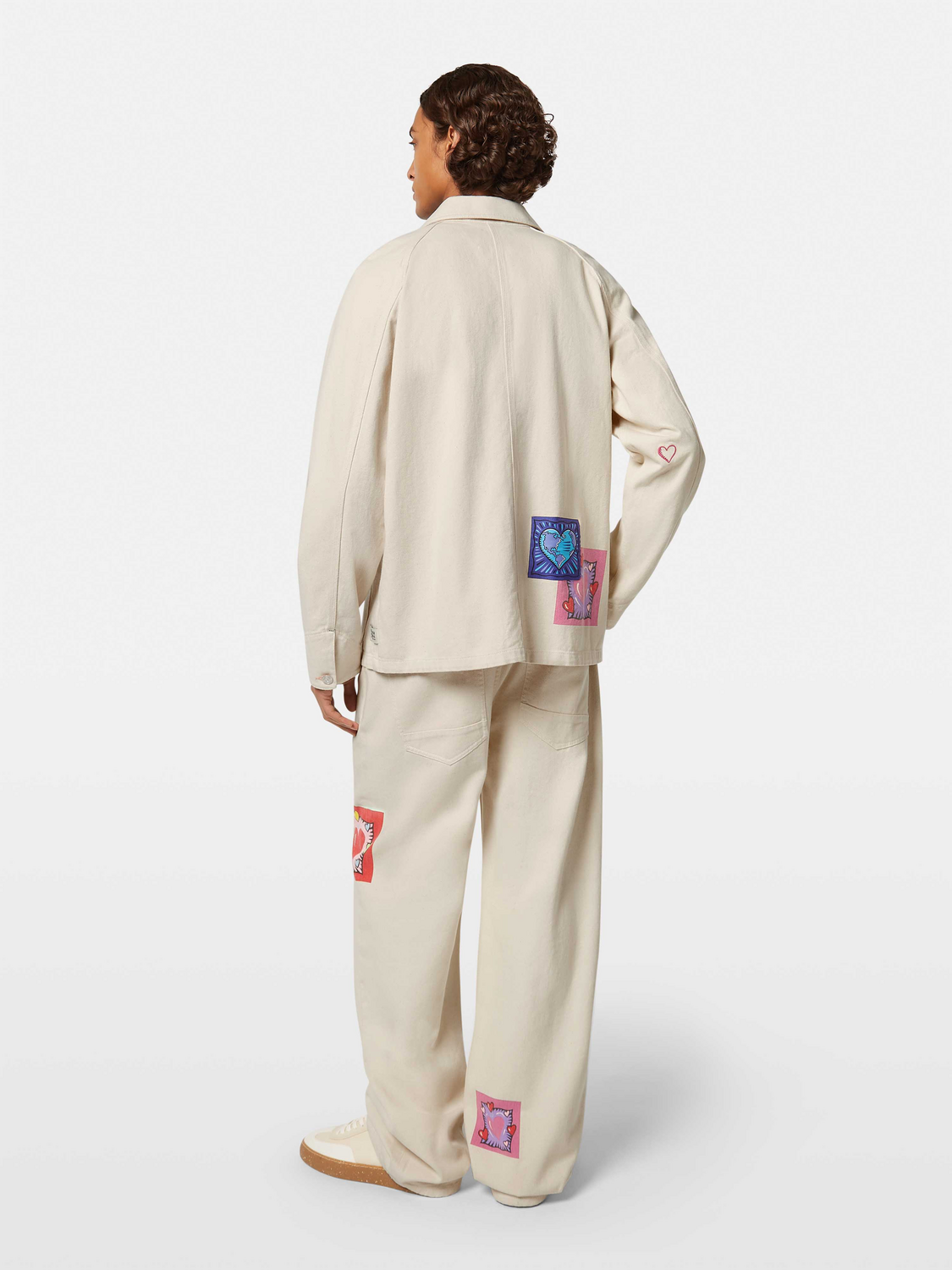 Scotch & Soda x Burton Morris Heart Printed Denim Jacket | Ecru Love