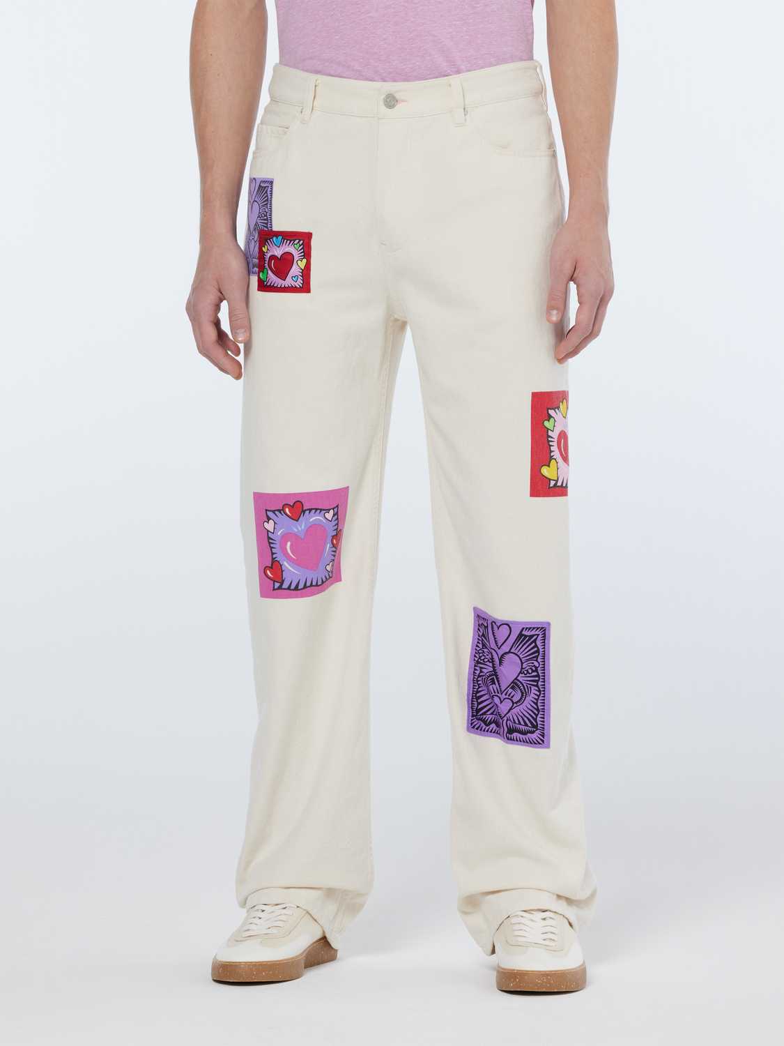 Scotch & Soda x Burton Morris Heart Printed Denim Jacket | Ecru Love