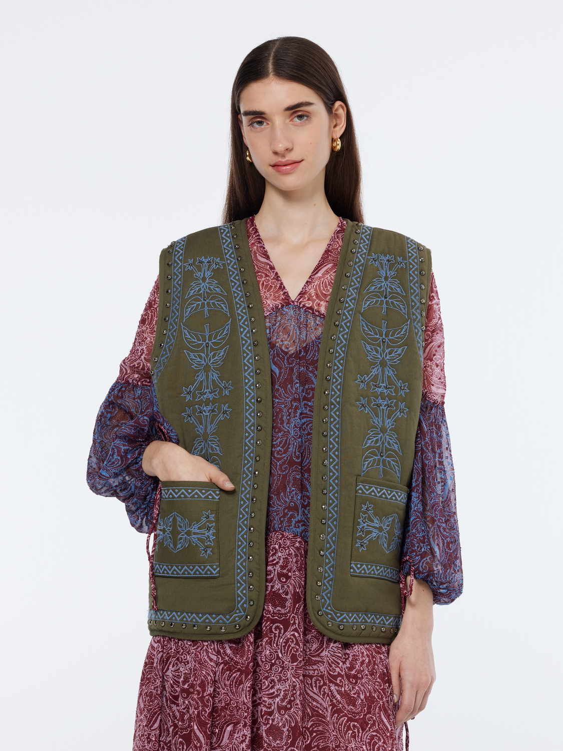 Floral Embroidered Gilet