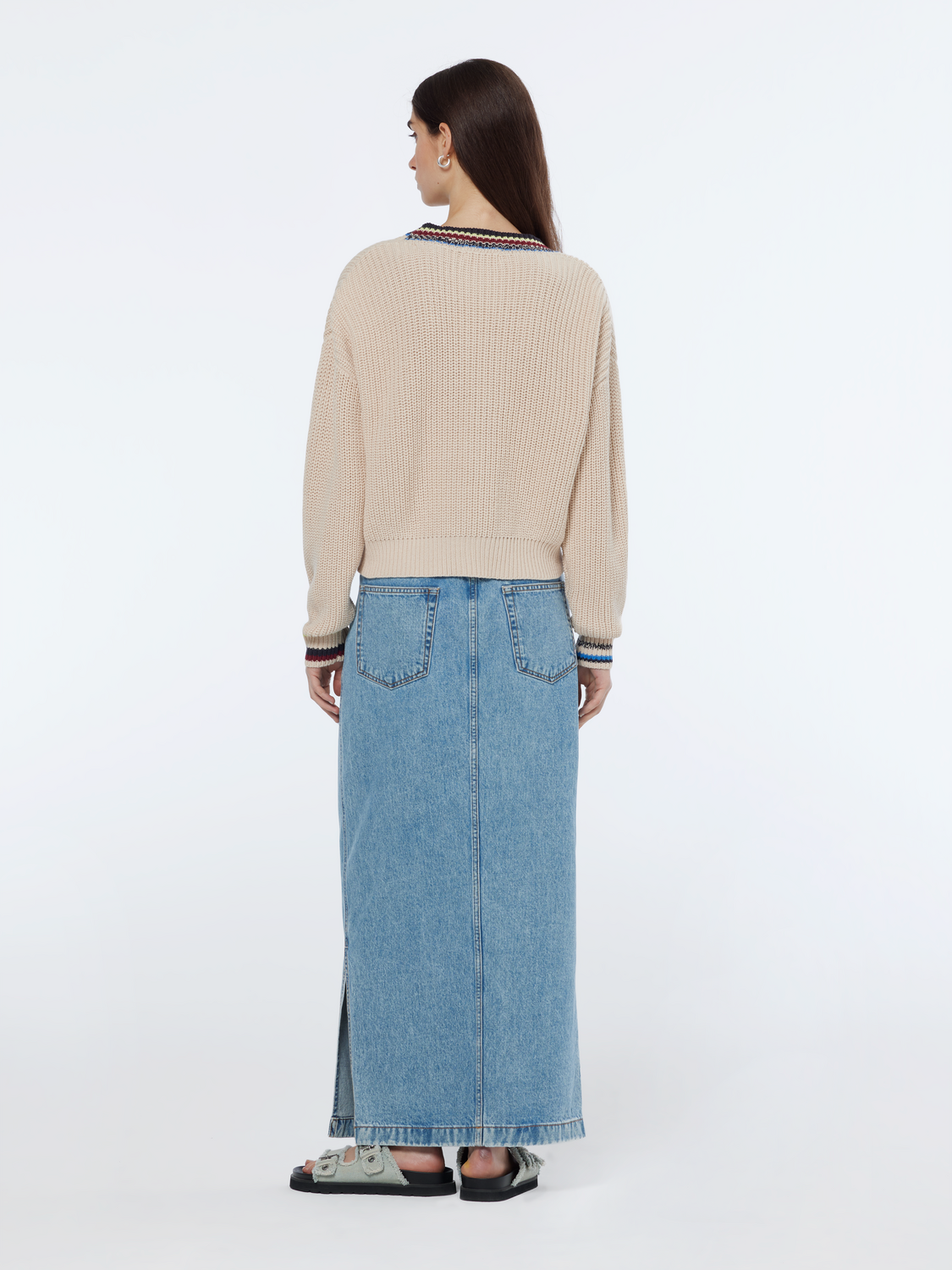 Relaxed Stripe Trim Cardigan