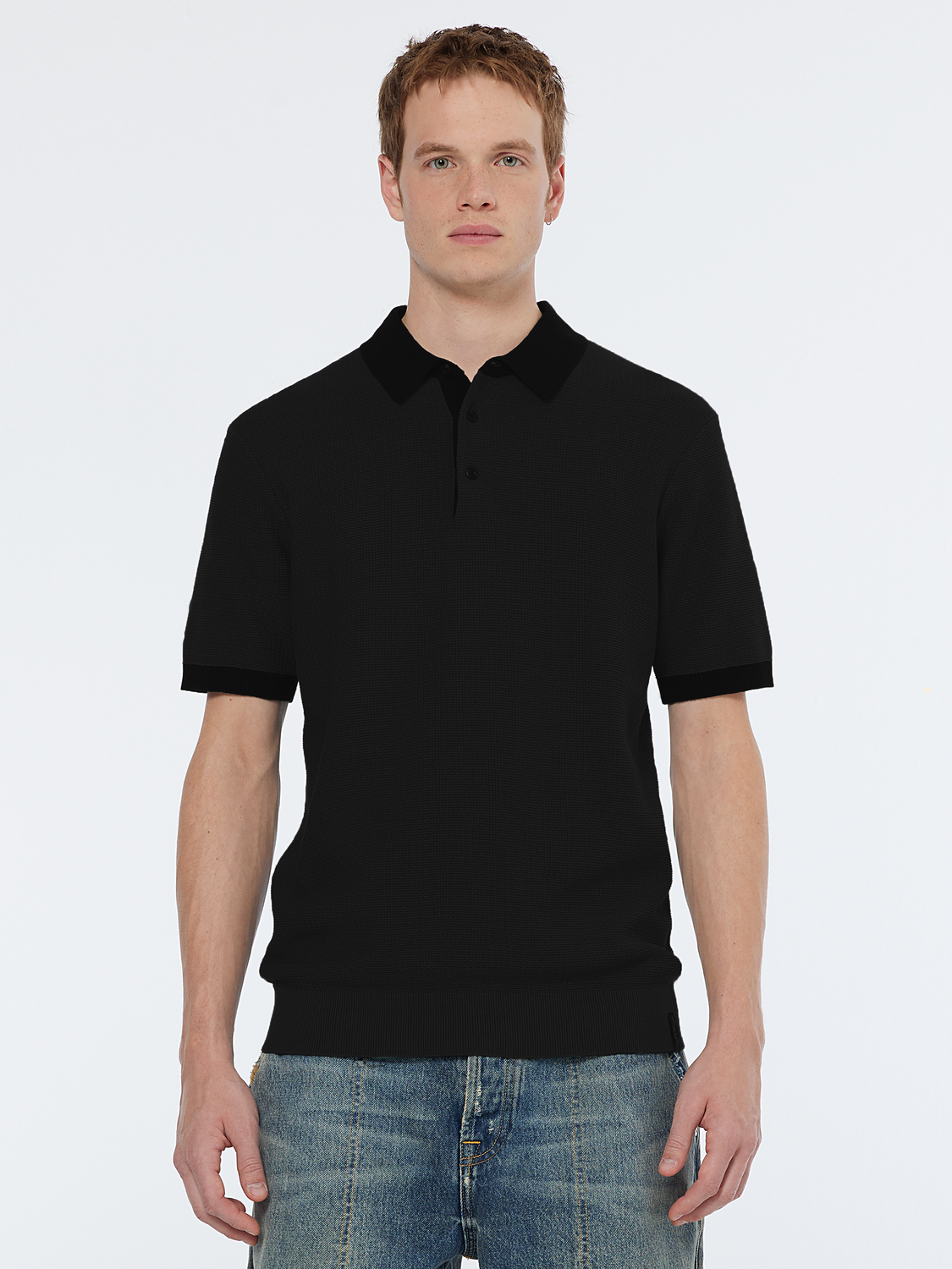 Structured Knit Contrast Polo