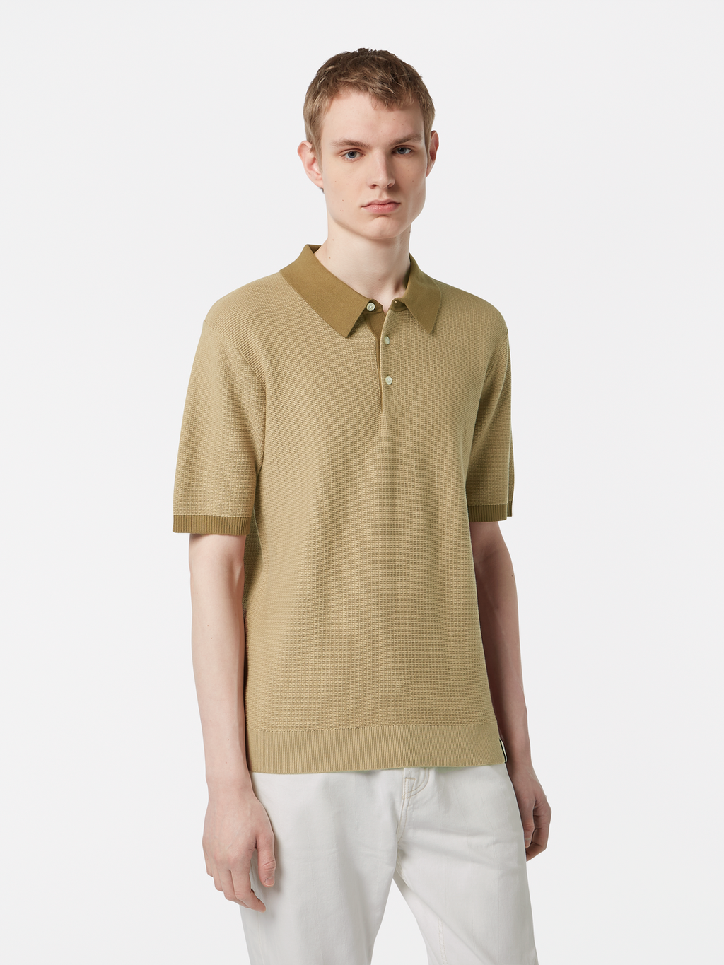 Structured Knit Contrast Polo