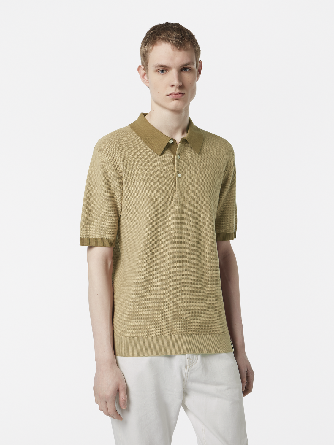 Structured Knit Contrast Polo