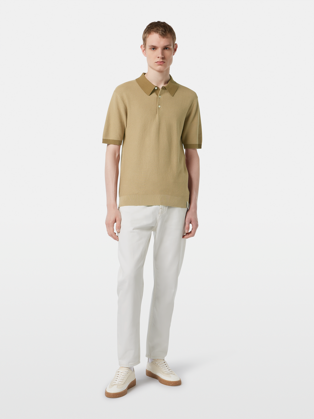 Structured Knit Contrast Polo