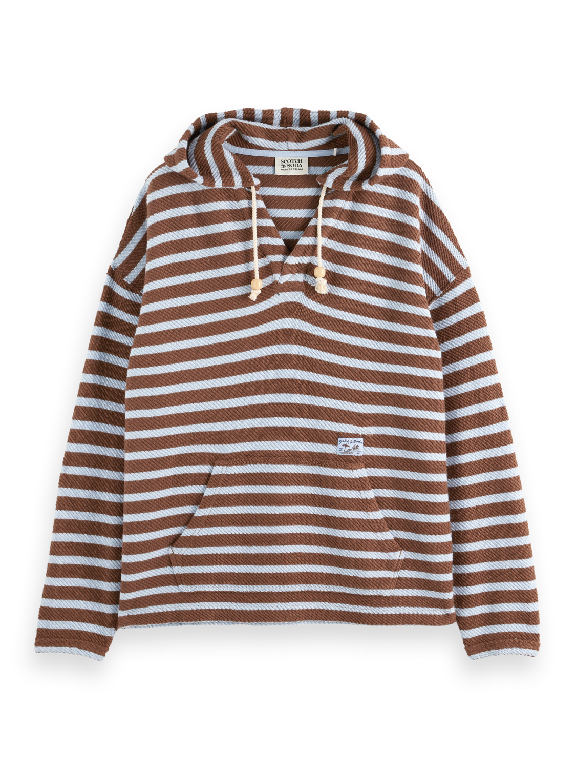 Loose-Fit Striped Slub Terrycloth Hoodie