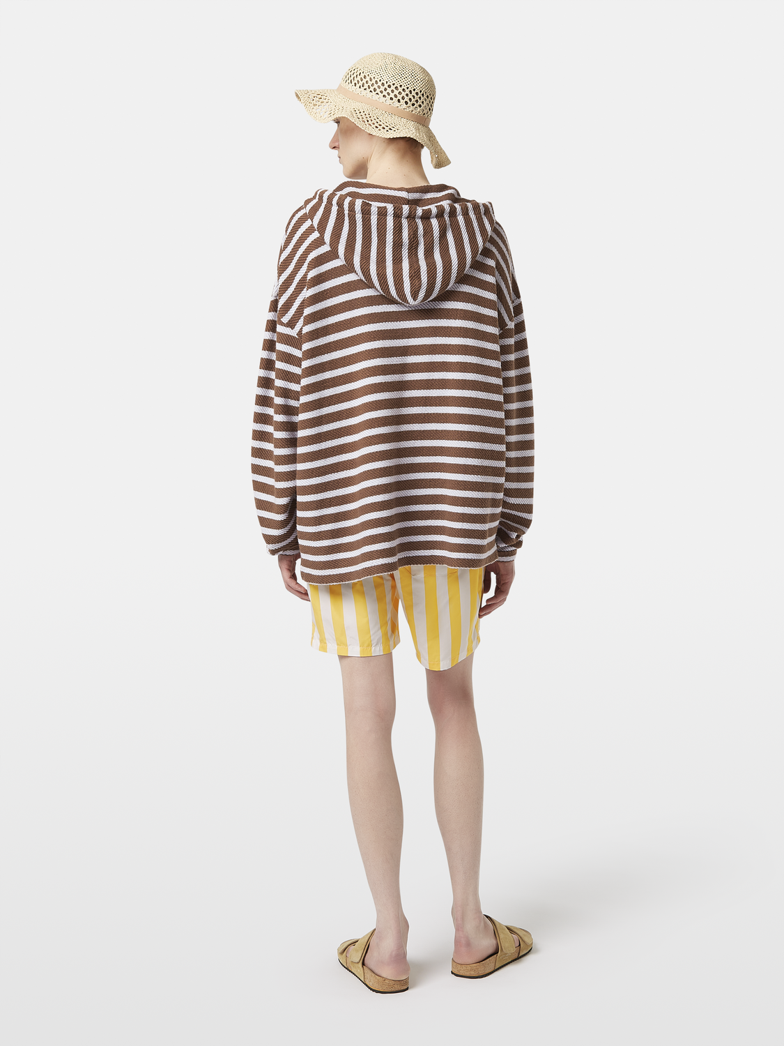 Loose-Fit Striped Slub Terrycloth Hoodie