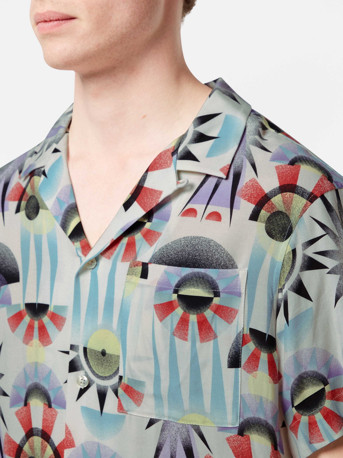 Printed Regular-Fit Viscose Short Sleeve Shirt