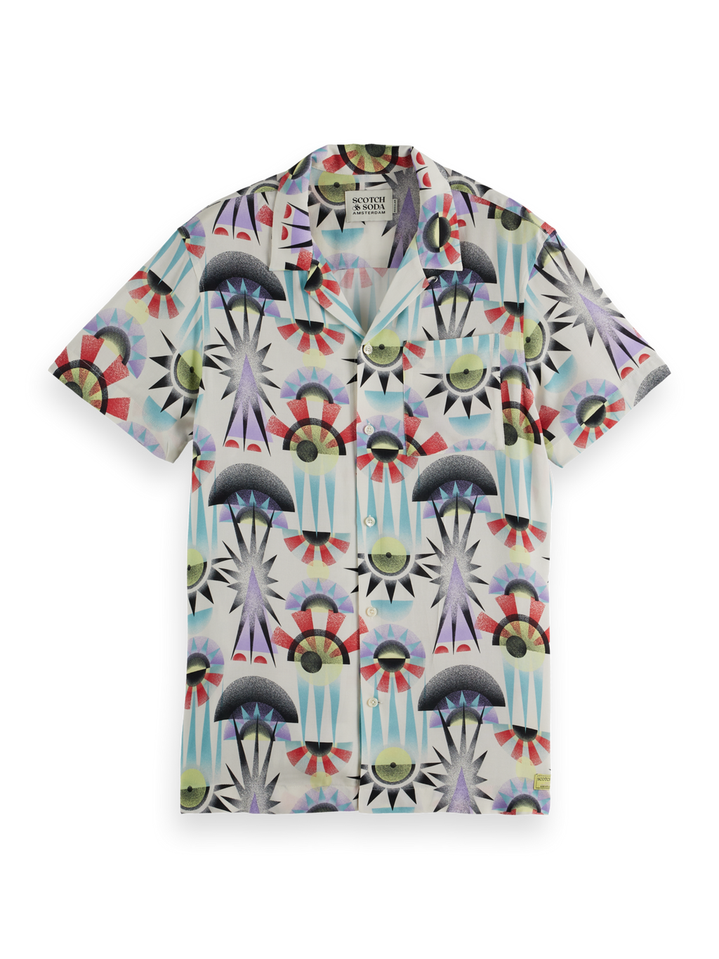 Printed Regular-Fit Viscose Short Sleeve Shirt
