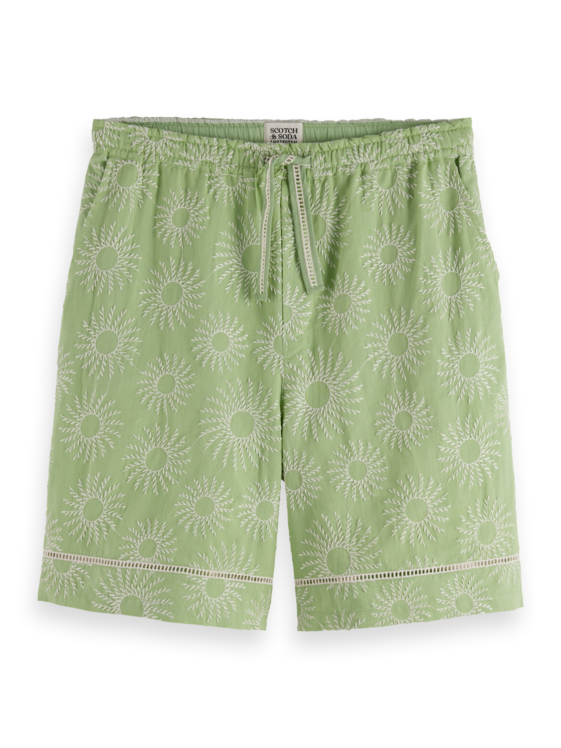 Embroidered Cotton-Linen Bermuda Short