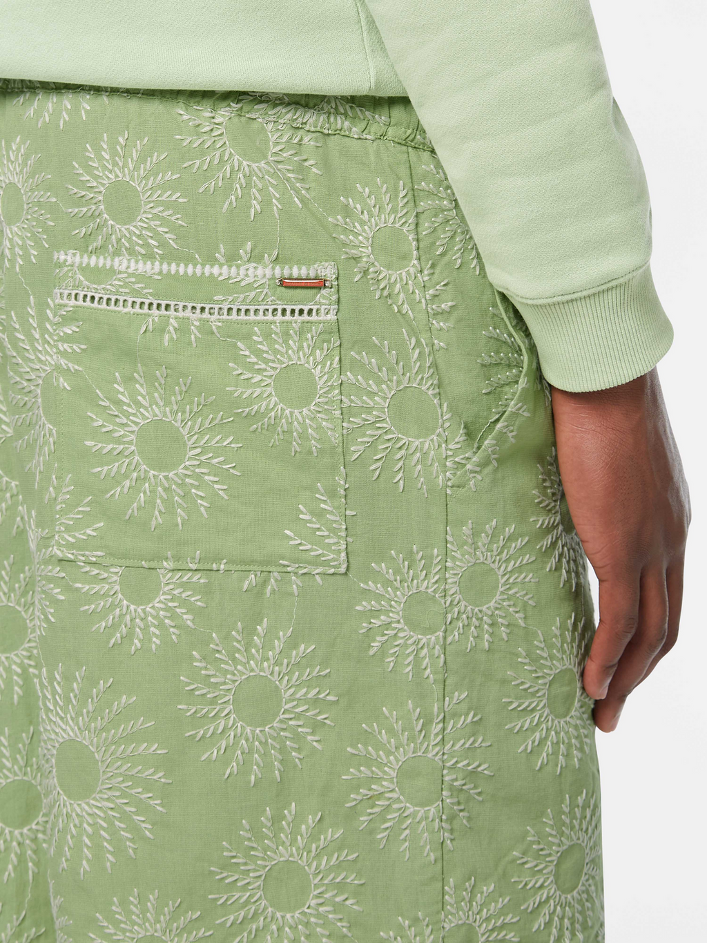 Embroidered Cotton-Linen Bermuda Short