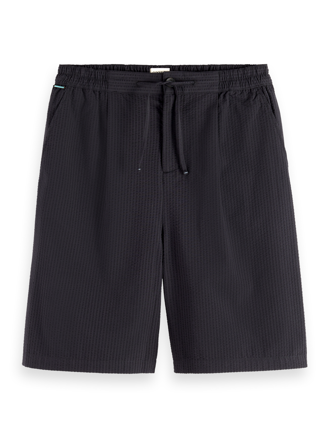 Loose Fit Pleated Seersucker Bermuda Short