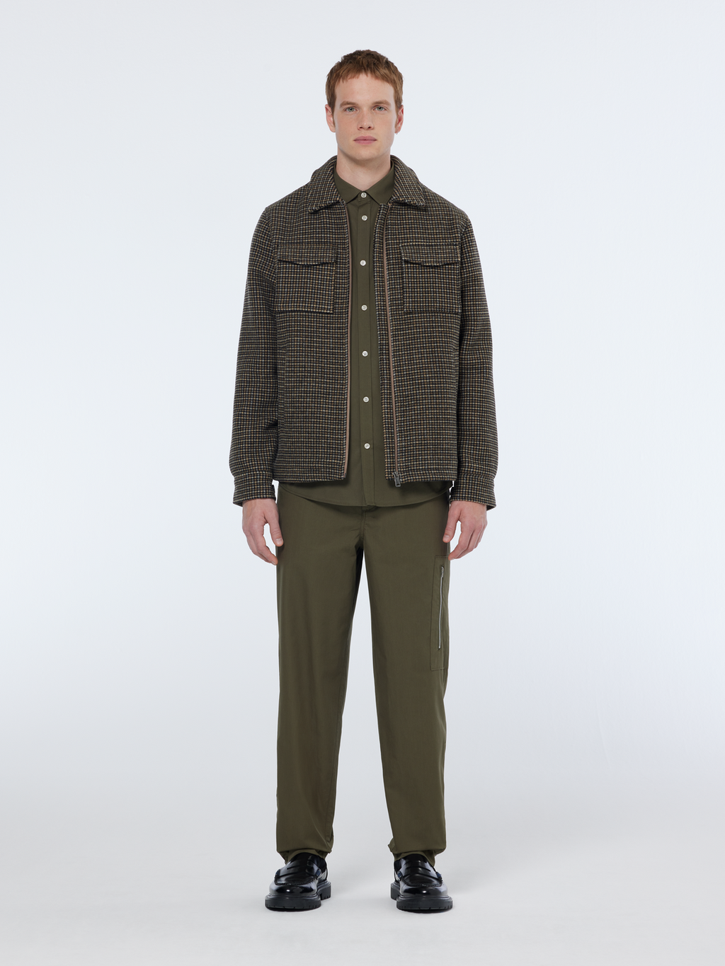 Wool-Blend Regular Fit Check Jacket