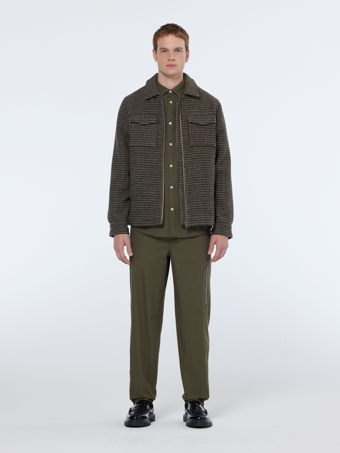 Wool-Blend Regular Fit Check Jacket