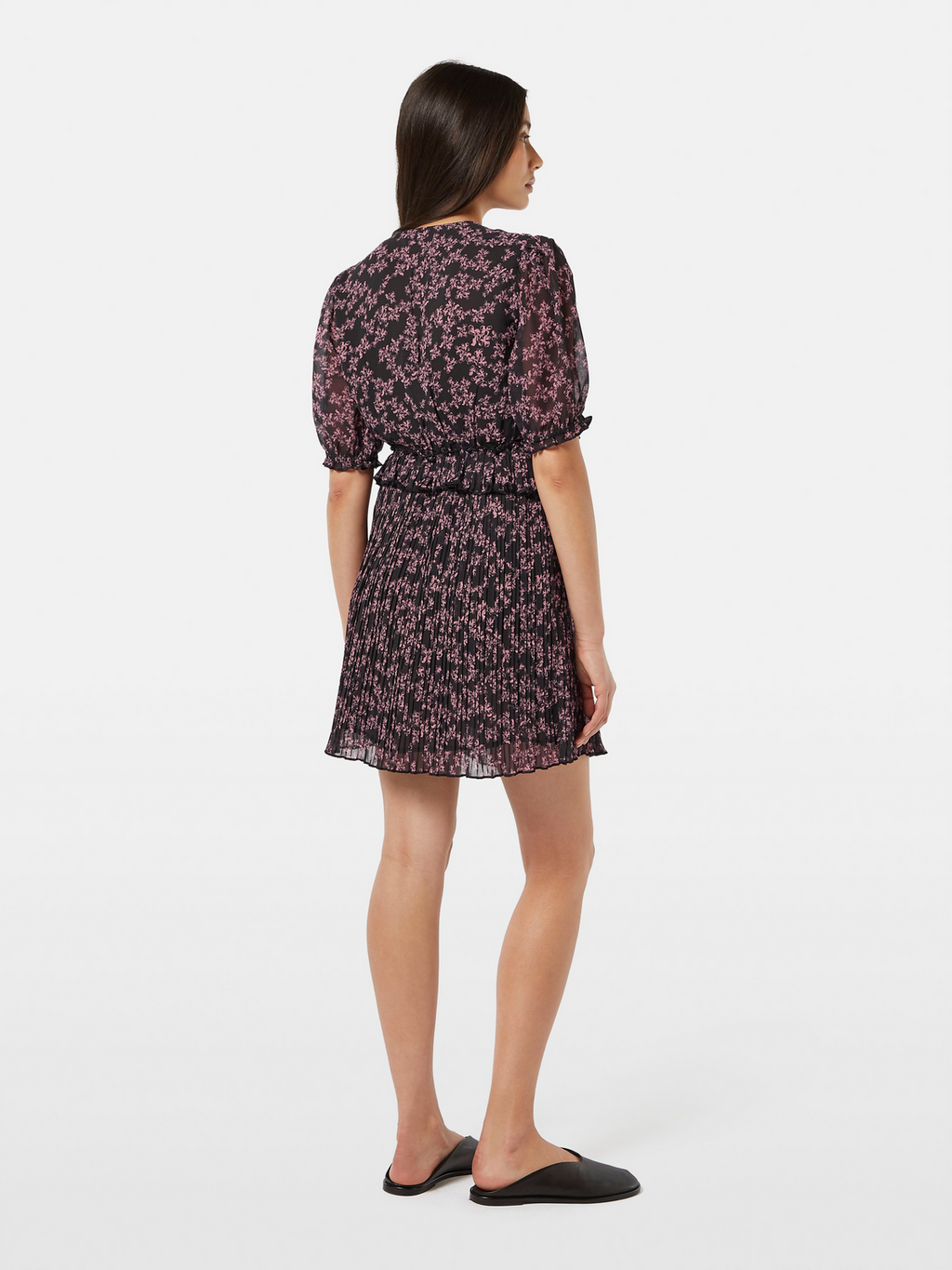 Floral Pleated Mini Dress