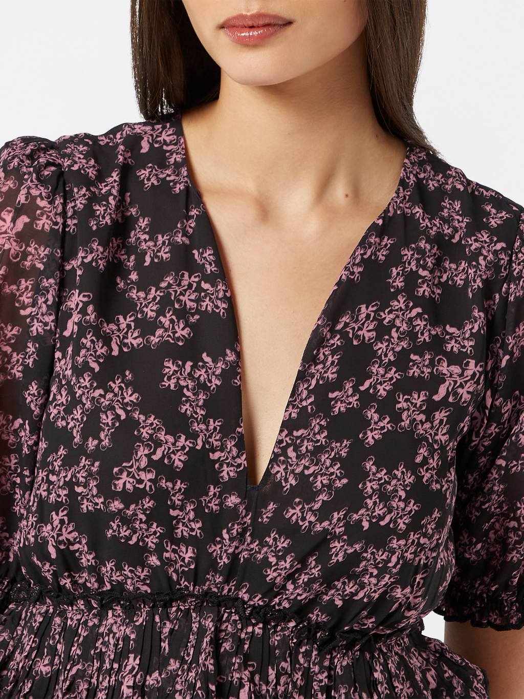 Floral Pleated Mini Dress