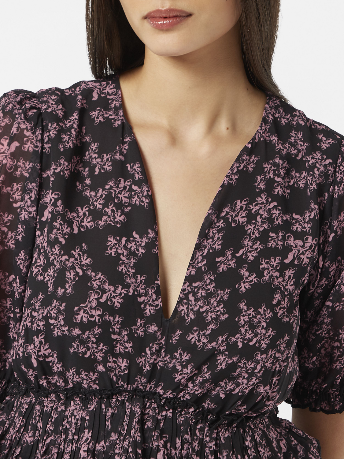 Floral Pleated Mini Dress