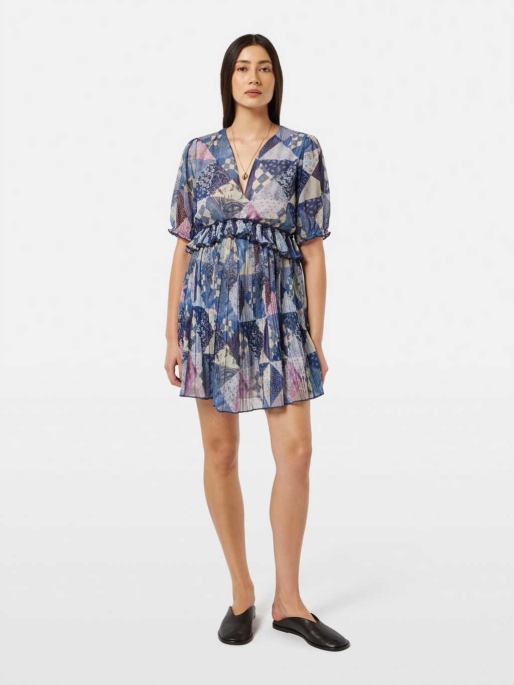 Quilted Pleated Mini Dress