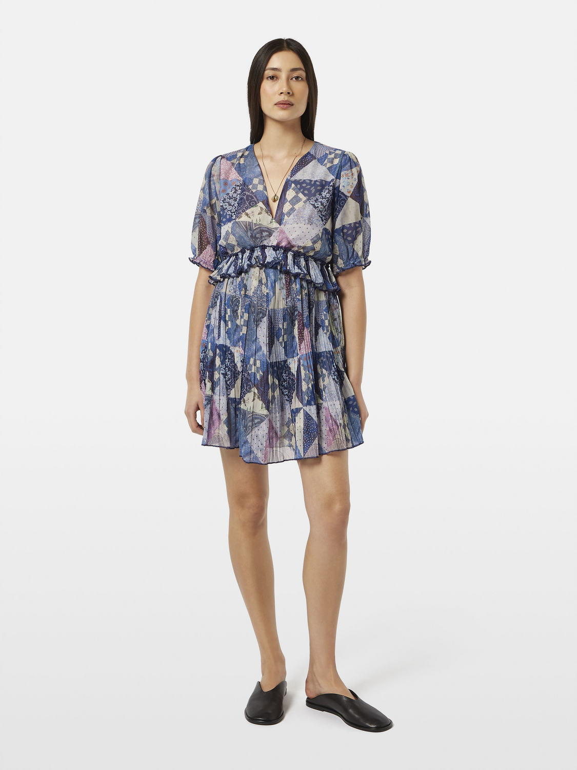 Quilted Pleated Mini Dress