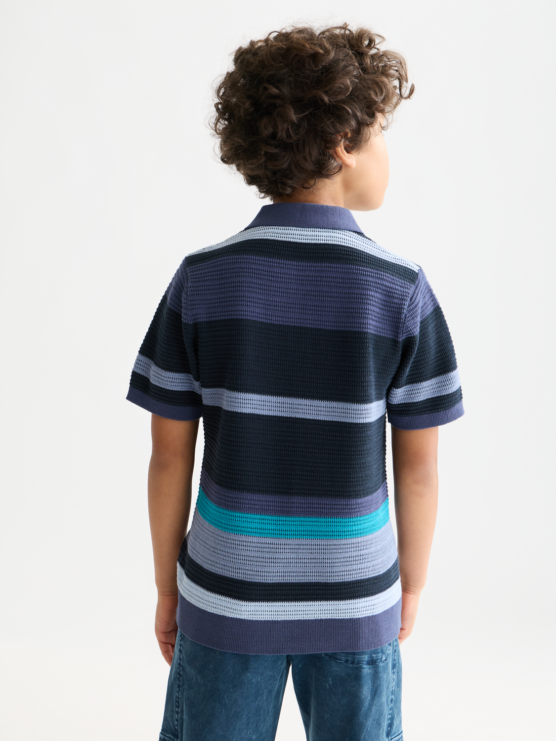 Boys' Structured Knitted Striped Polo