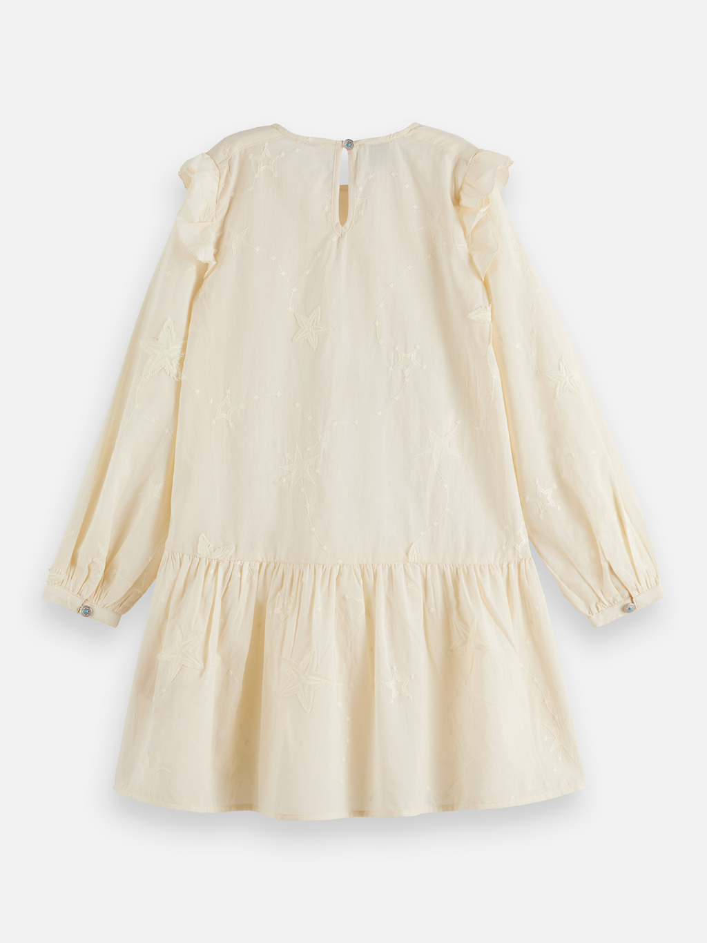Girls' Fringe Embroidered Long-Sleeve Dress