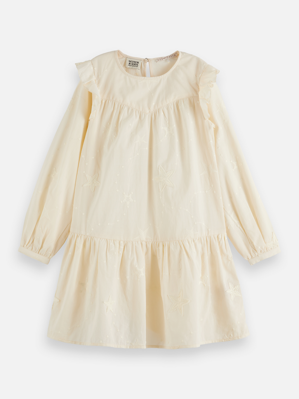 Girls' Fringe Embroidered Long-Sleeve Dress